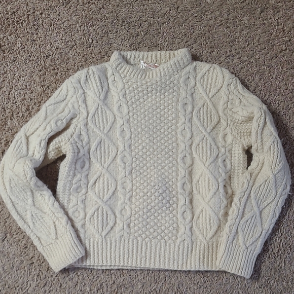 Elenor Murphy Sweaters - Elenor Murphy Women's Cream Cable Knit Sweater 100% Wool Hand Knit